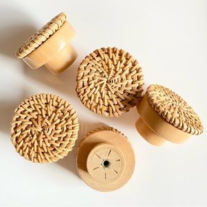 NEW 4 Rattan Boho Knobs, Handle, Pull for Dresser Cabinet Children’s Furniture